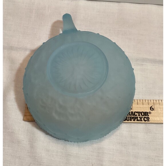Imperial Glass Light Blue Candy Dish Satin Impressed Pansy Nappy Textured Handle - Picture 6 of 15